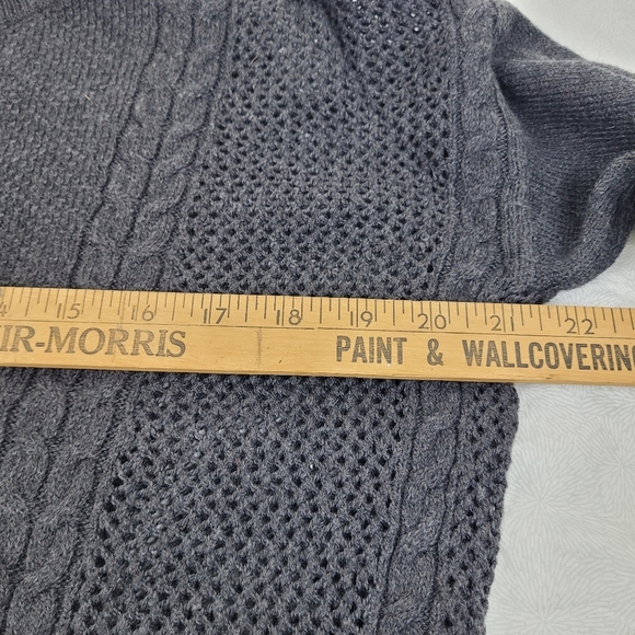 American Eagle Outfitters cotton black loose weave cable drop shoulder sweater M - Picture 8 of 12